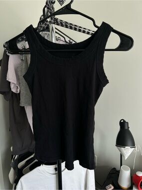 Classic Black Ribbed Tank Top - Women's Sleeveless Tee